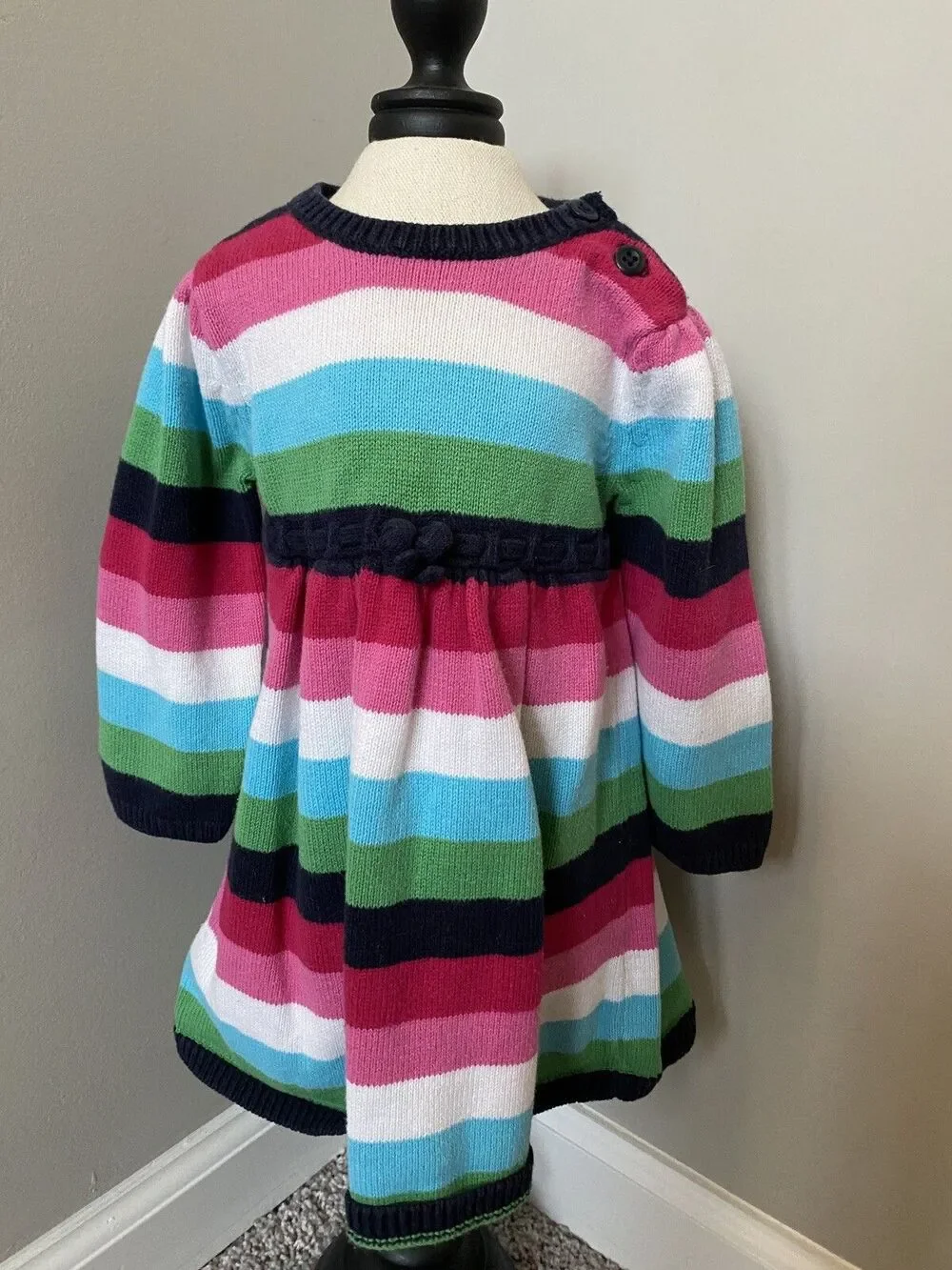 Baby Gap 6-12 Month Pink Blue Stripped Dress Green White